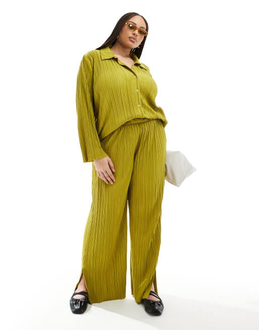 Only Curve Exclusive – Plisowane zielone spodnie, część zestawu , 2 z 5
