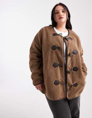 Only Curve Faux Fur Coat In Brown