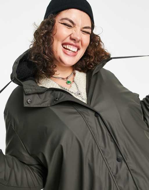 Plus Size Black Faux Fur Lined Hooded Parka