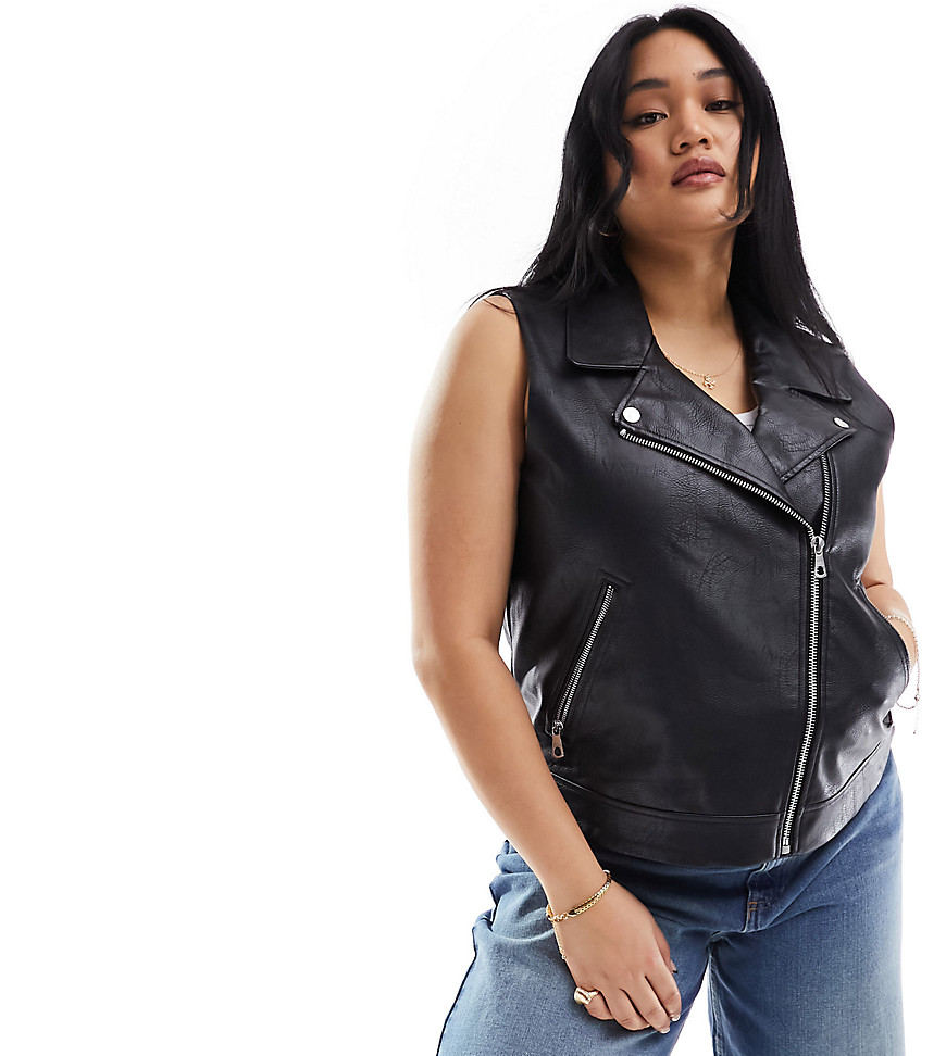 ONLY Curve faux leather biker...