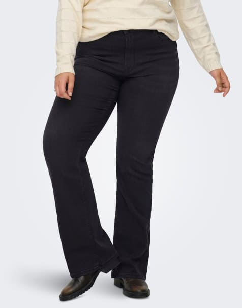 ONLY Curve Flared fit jeans in washed black - view 1