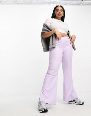Only Curve flared tailored trousers in lilac