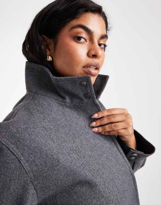ONLY Curve funnel neck bomber jacket in mid gray melange, 3 of 4