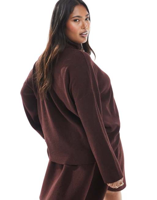 ONLY Curve – Gestrickter Rollkragenpullover in Burgunderrot, Kombiteil, 2 von 4