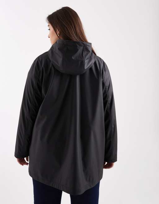 ONLY Curve - Giacca antipioggia nera con cappuccio, 3 di 4