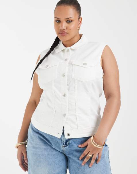 ONLY Curve - Gilet in denim bianco - view 1