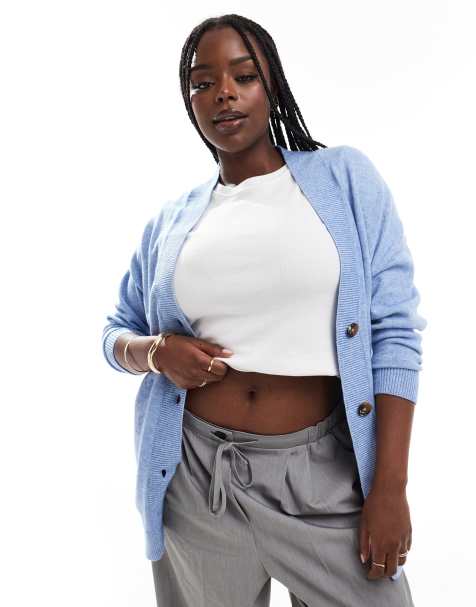 ONLY Curve - Gilet long - Bleu clair chiné - view 1