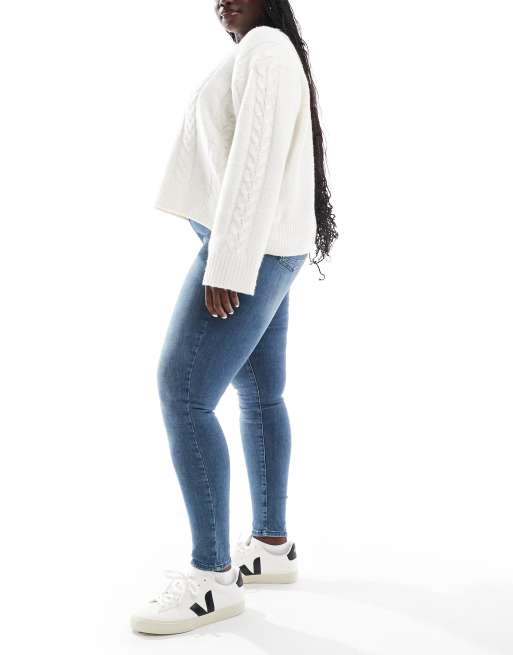 ONLY Curve - Gråblå pushup-jeans med mellemhøj talje , 3 af 5