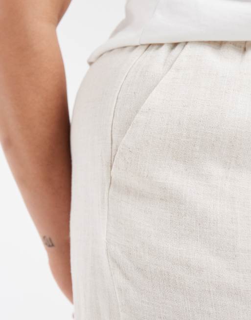 ONLY Curve – Gräddvita shorts i linnemix, 3 av 5