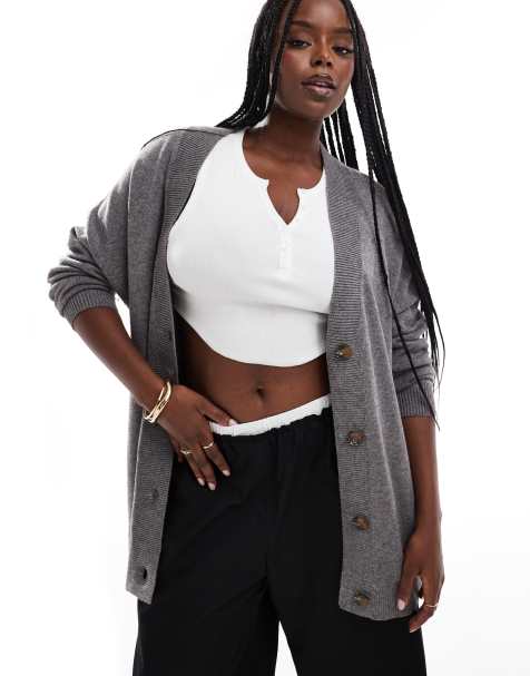 ONLY Curve - Gråmeleret longline-cardigan - view 1
