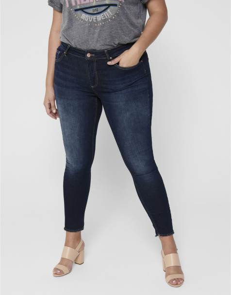 ONLY Curve Skinny fit jeans in dark blue denim