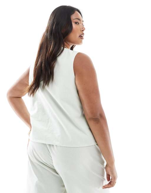 ONLY Curve – Grönt, ginghamrutigt linne med knytband framtill, del av set, 2 av 4