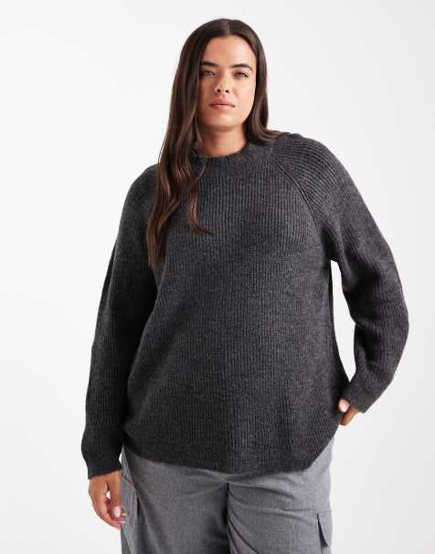 ONLY Curve high neck jumper in dark grey - view 1