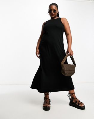 Only Curve High Neck Maxi Dress In Black