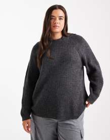 ASOS DESIGN Curve brushed flannel utility pants with pocket detailing in heather gray