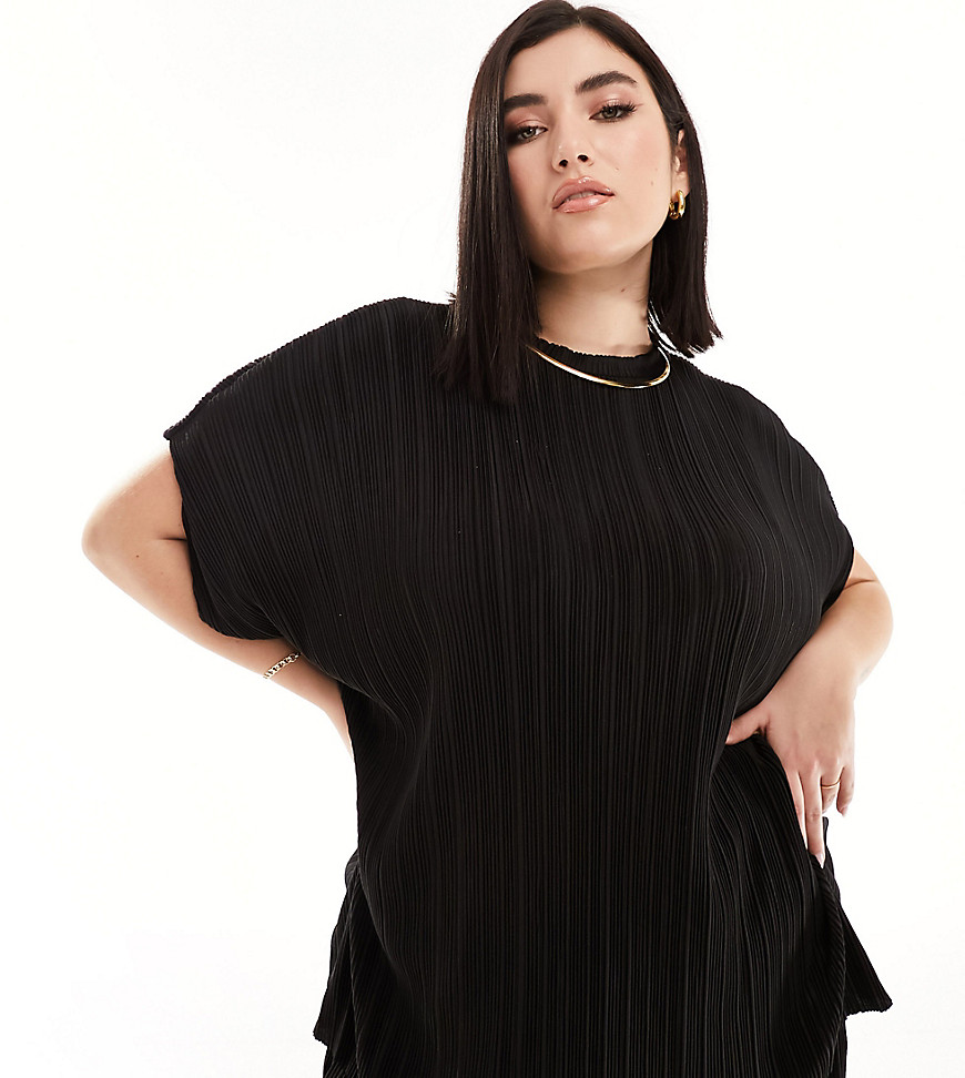 ONLY Curve high neck t-shirt co-ord in black