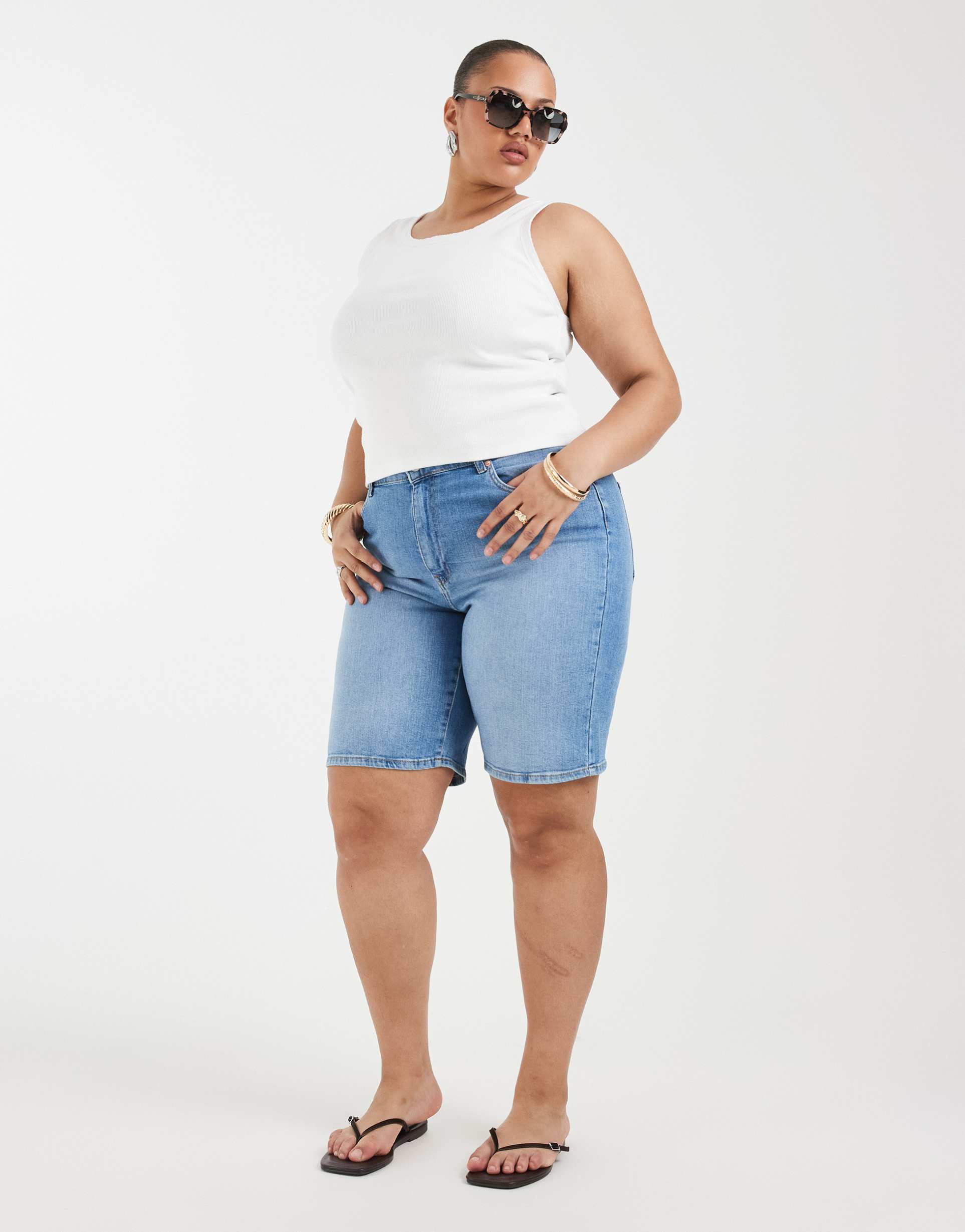 only curve high rise bermuda shorts in light blue