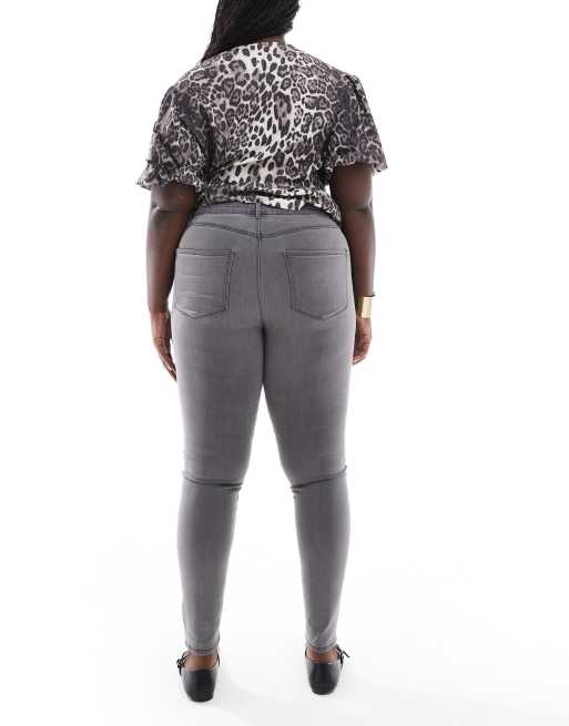 ONLY Curve high waist skinny jeans in grey , 2 of 5