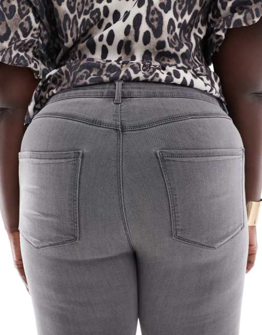 ONLY Curve high waist skinny jeans in grey , 4 of 5