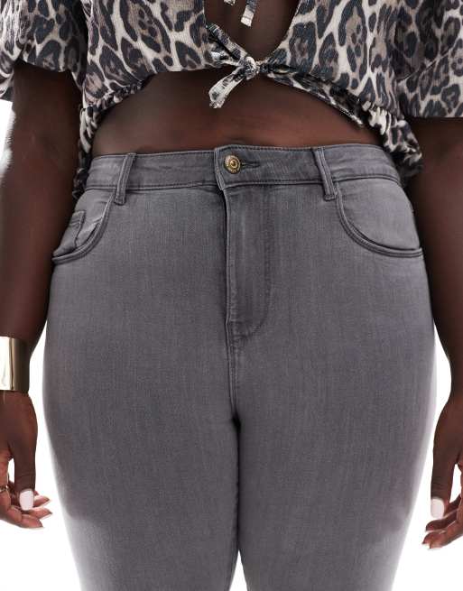 ONLY Curve high waist skinny jeans in grey , 5 of 5