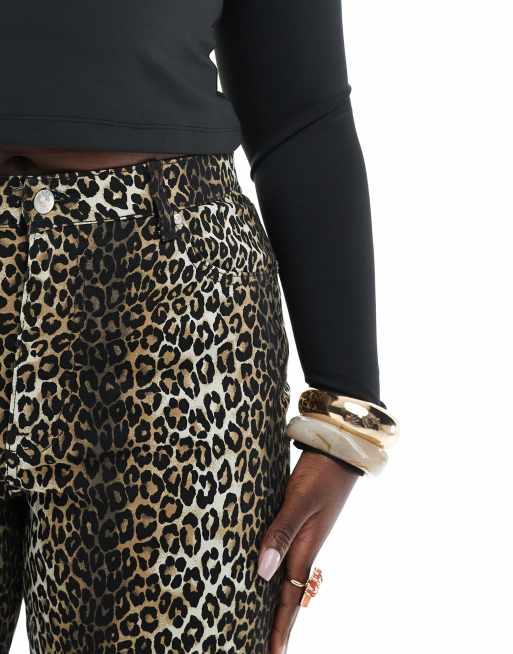 ONLY Curve high waist wide leg trousers in leo print, 5 of 5