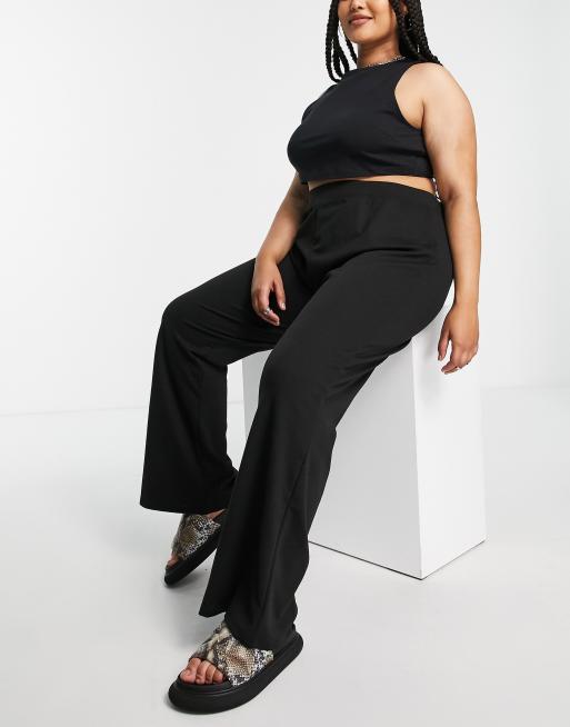 ONLY Curve high waisted flare pants in black, 4 of 4