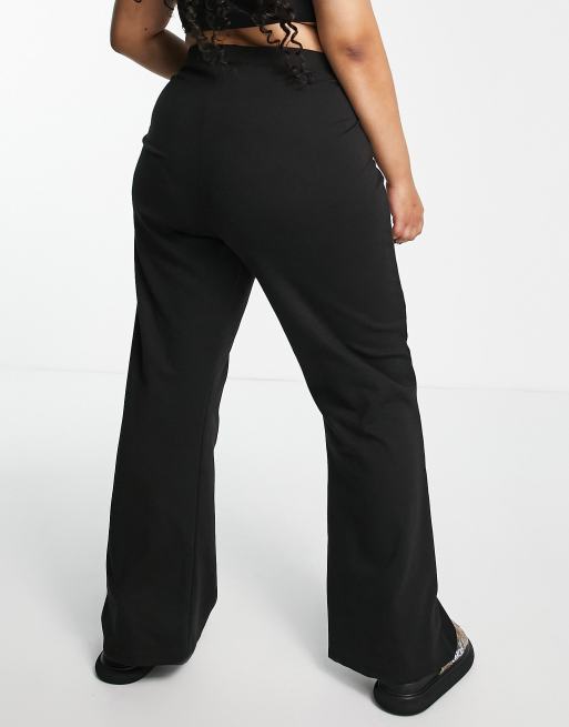 ONLY Curve high waisted flare trousers in black ASOS