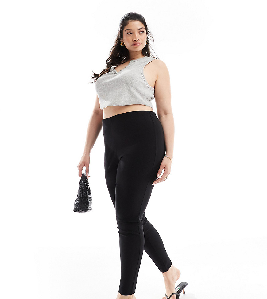 Only Curve High Waisted Skinny Pants In Black