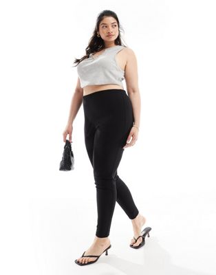 ONLY Curve high waisted skinny trousers in black