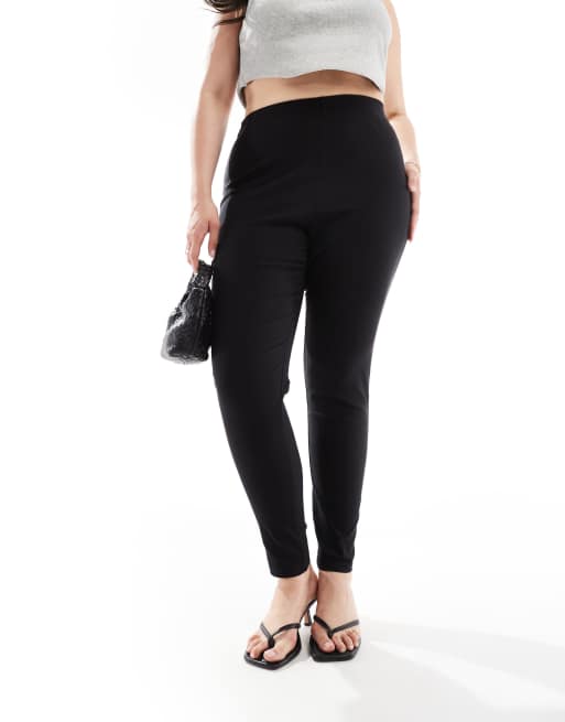 High Waisted Skinny Trousers in Black | SilkFred