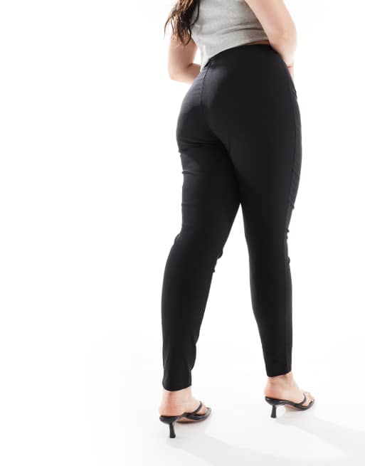 High Waisted Skinny Trousers in Black