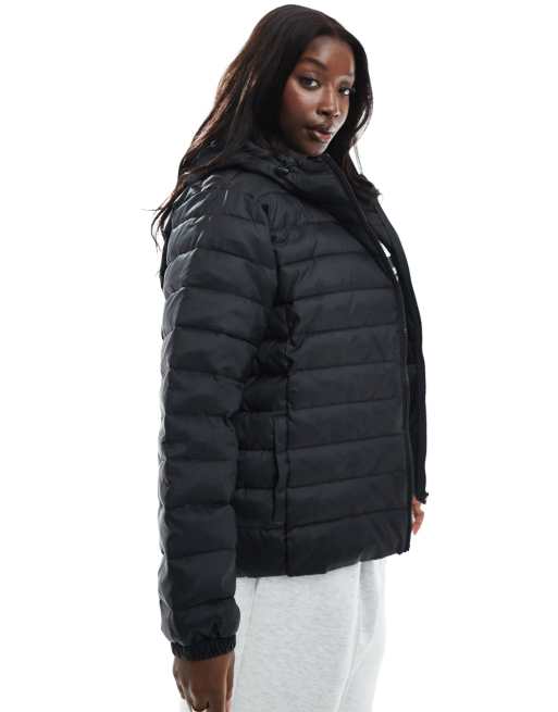 ONLY Curve hooded puffer jacket in black , 3 of 4