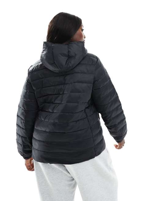 ONLY Curve hooded puffer jacket in black , 4 of 4