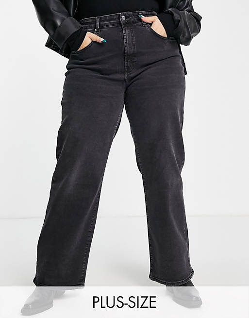 Only Curve - Hope - Jeans met wijde pijpen in zwarte wassing 