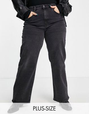 Only Curve Hope wide leg jeans in black wash
