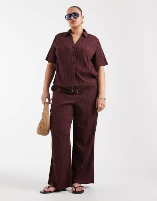 Curve - Hose in Schokobraun mit Knitterstruktur und weitem Bein, Kombiteil Braun 54 L32