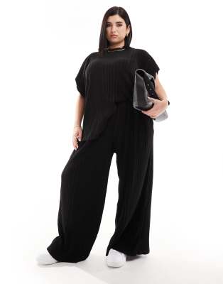 Only Curve - Hose in Schwarz mit weitem Bein, Kombiteil