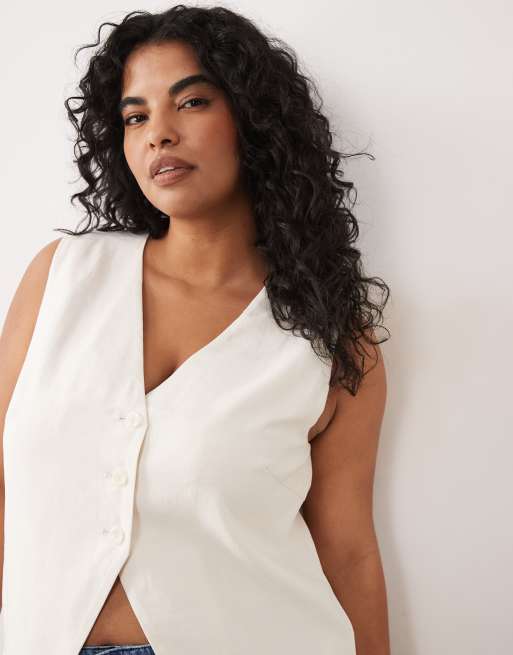 ONLY Curve - Hvid skræddersyet vest, 2 af 4