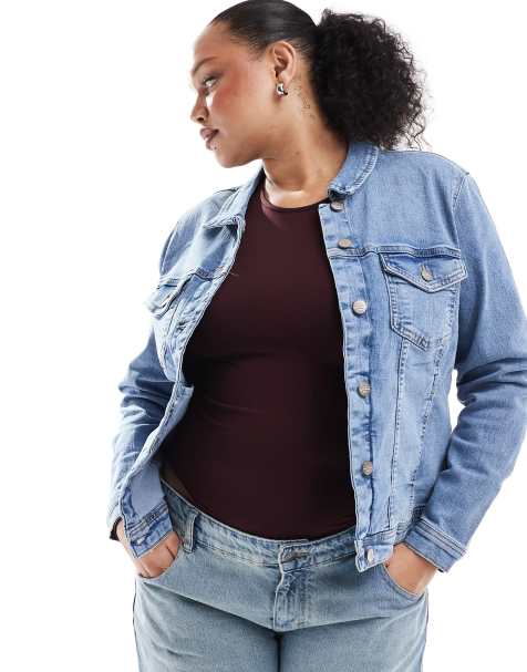 ONLY Curve denim jacket in light blue 