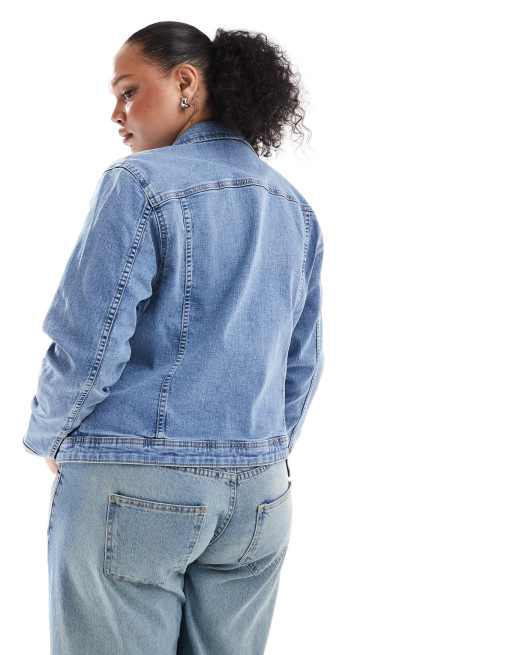 Only Curve – Jasnoniebieska kurtka jeansowa , 3 z 4