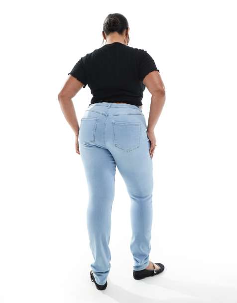 ONLY Curve push up skinny jeans in light blue