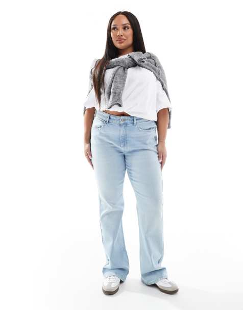 ONLY Curve wide leg jeans in light blue