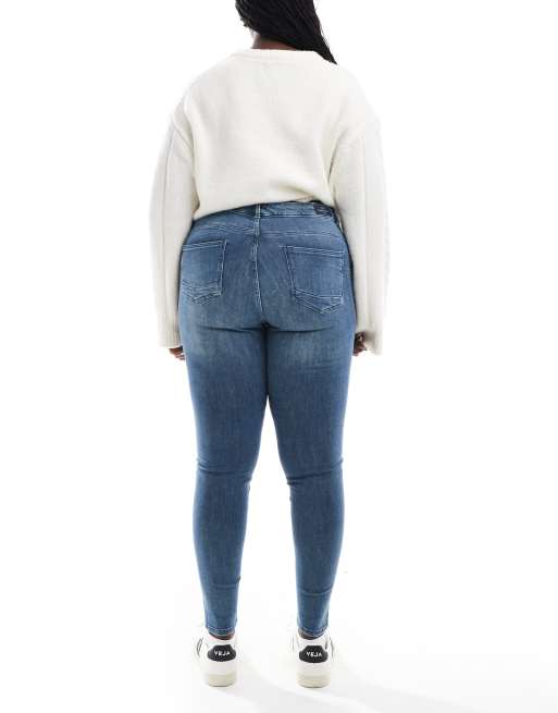 ONLY Curve - Jean skinny push-up à taille mi-haute - Bleu gris , 2 de 5