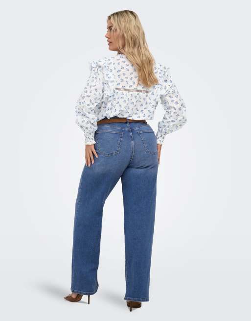 ONLY Curve - Jeans a fondo ampio blu medio, 2 di 7
