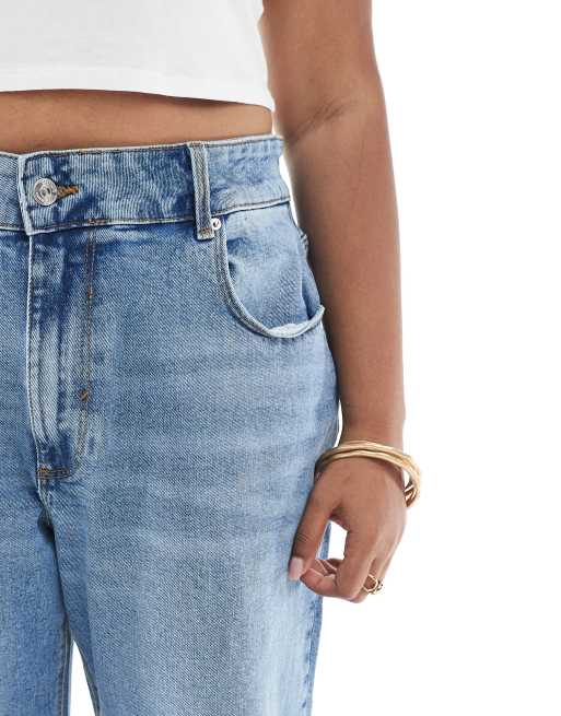 ONLY Curve – Jeans in Mittelblau mit weitem Bein und Juicy-Detail, 5 von 5