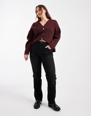 Only Curve - Jeans in verwaschenem Schwarz mit geradem Schnitt