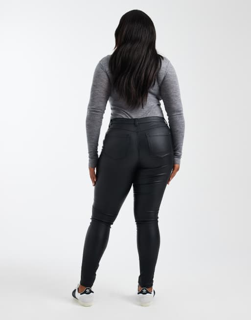 Only Curve - Jeans skinny in nero spalmato , 3 di 5