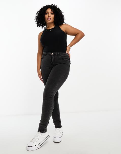 Only Curve - Jeans skinny neri lavaggio acido - view 1