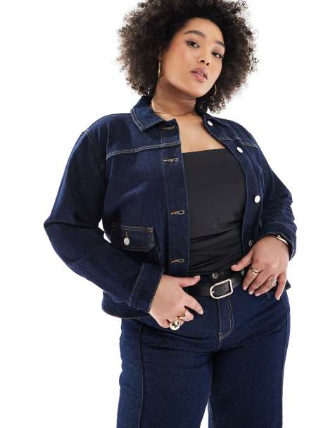 Only Curve – Jeansjacka i mörkblå tvätt - view 1