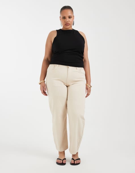 ONLY Curve – Jeansy barrel w kolorze ecru - view 1